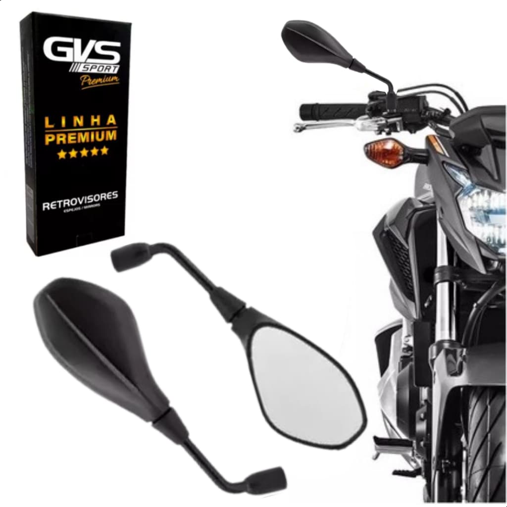 Retrovisor F800 GVS Fixo Lente Convexa Par Para Moto