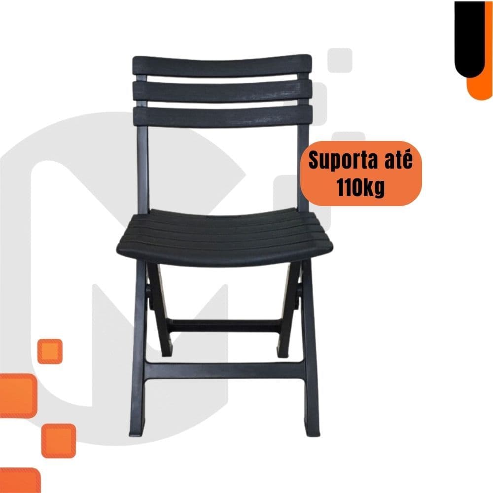 Cadeira Dobrável Área De Lazer, Bar Preta Suporta até 110kg Resistente