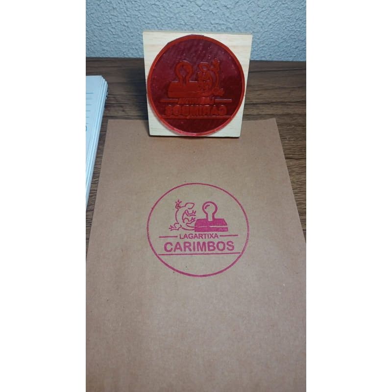 kit carimbos  03 ( 1 carimbo de logo + almofada já abastecida)