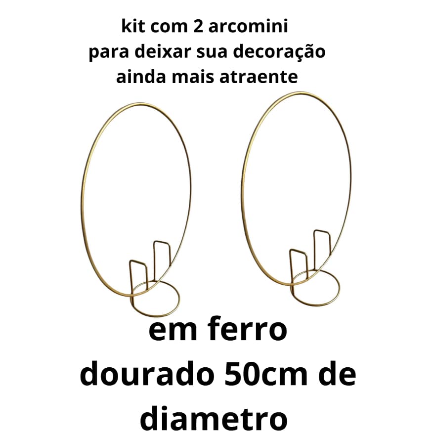 Kit 2 Mini Arco Para Decoração De Mesa Mini Arco Para Pegue e Monte De Festas  Em Ferro Cor Dourada