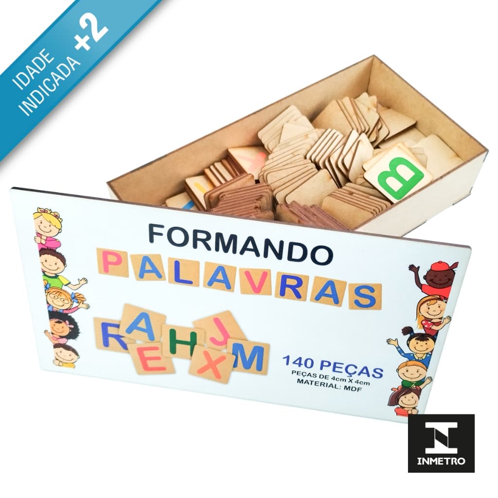 Jogo Educativo Alfabeto Móvel Formando Palavras mdf Madeira - Mega Impress