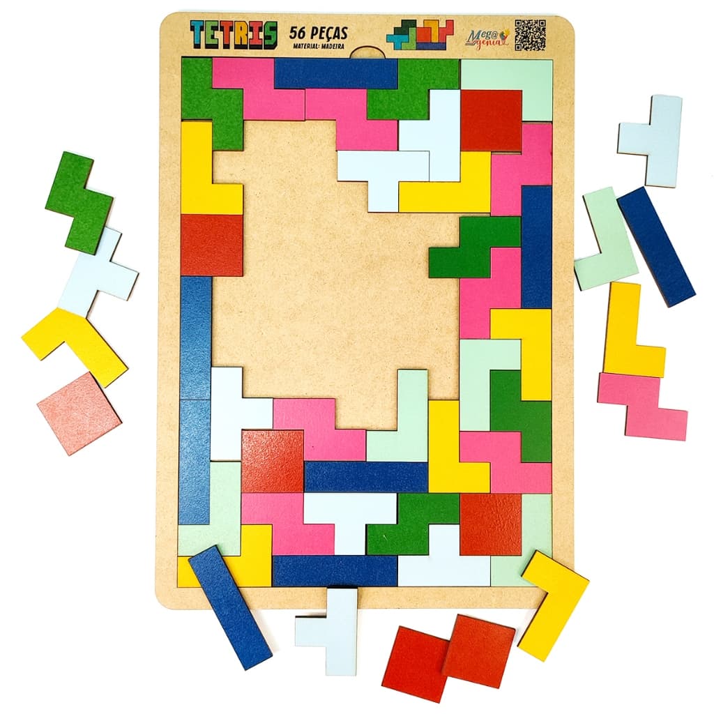 Brinquedo Educativo Jogo Tetris Madeira Combinação De Peças