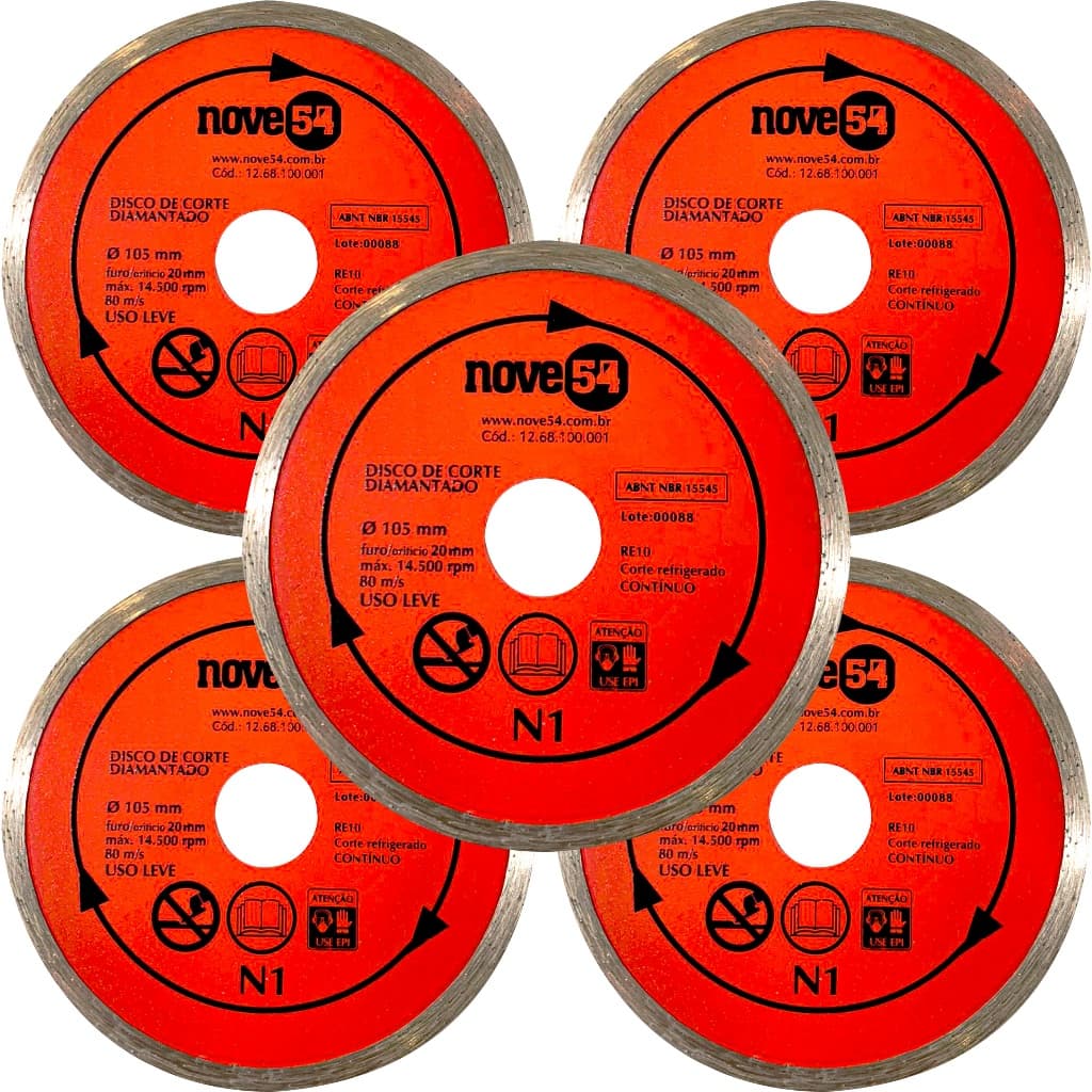5X DISCO DE CORTE DIAMANTADO 105 X 20 MM N1 NOVE54