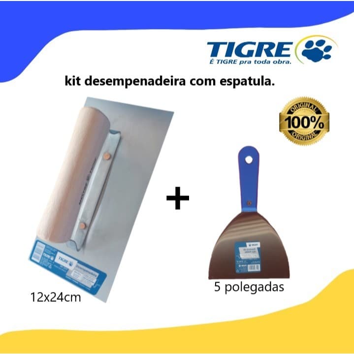 KIT DESEMPENADEIRA DE AÇO LISA COM ESPATULA DE AÇO POLIDO 5 POLEGADAS , EM ESTOQUE