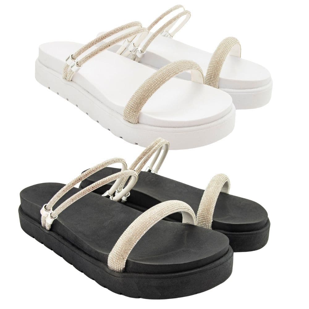 Kit 2 Pares Sandalia Papete Birken Brilhante Feminina Tratorada