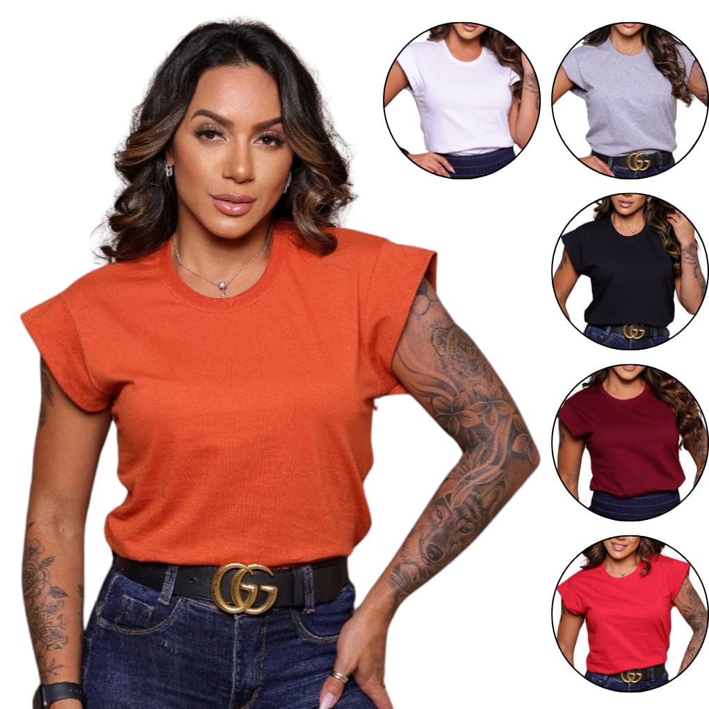 Blusa Feminina  Manga Curta Muscle Tee Algodão
