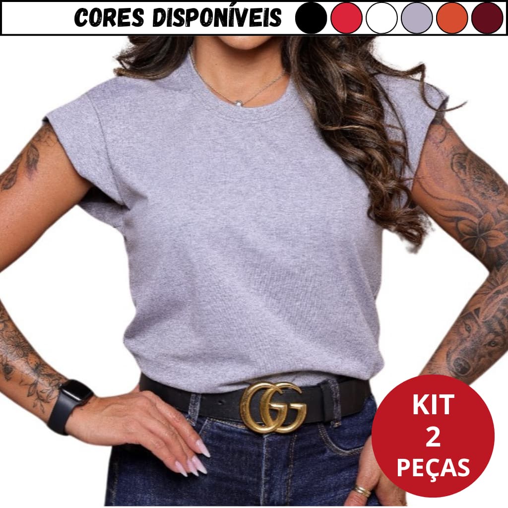 Kit 2  ou 1 Blusa Feminina Camisa Manga Curta Regata Muscle Tee