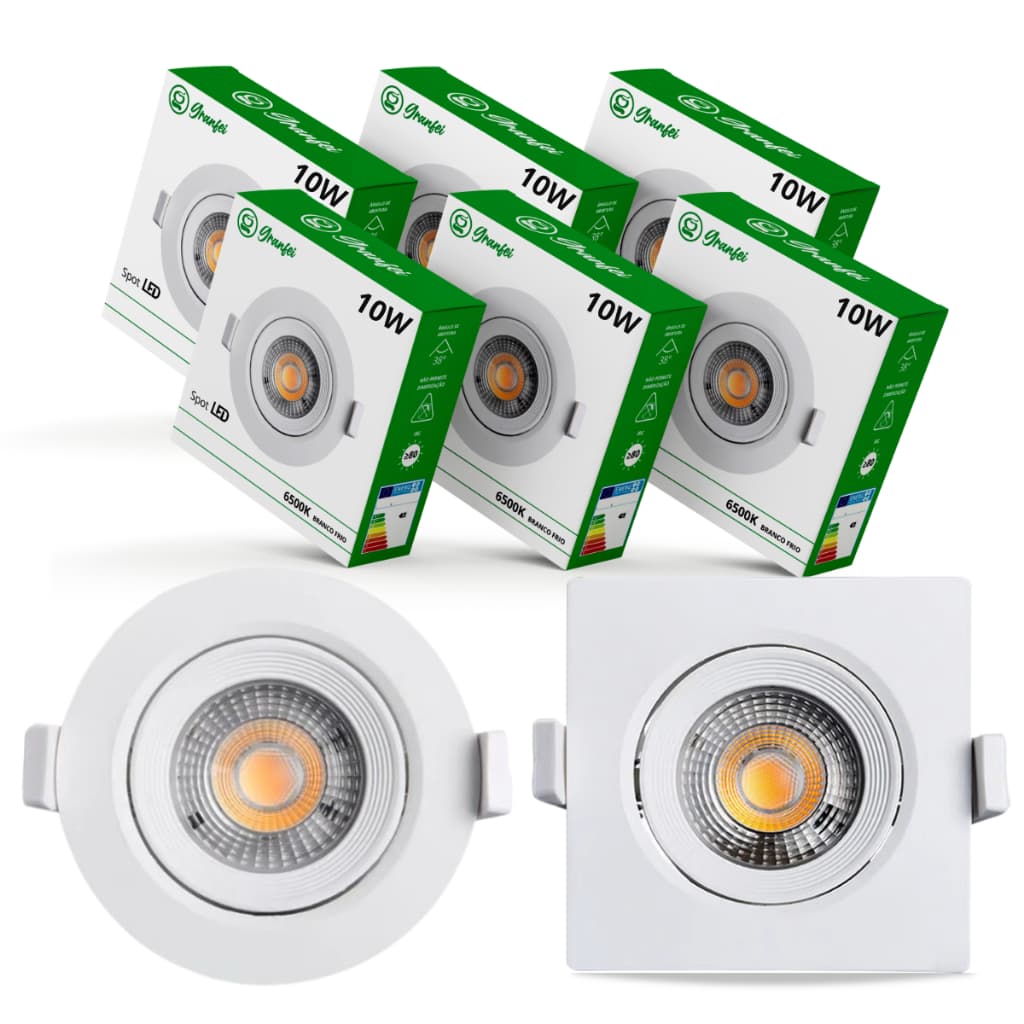 Luminária Teto Spot Led 10w Embutir Direcionável Bivolt Branco Frio 6500K Quente 3000K