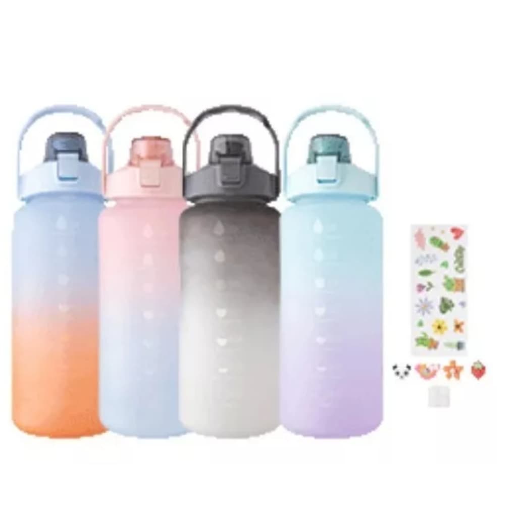 Garrafa De Agua Para Academia Treino De 2 Litros Com Adesivos