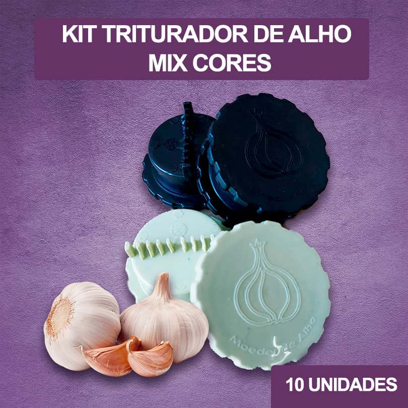 KIT  TRITURADOR DE ALHO 10 UNIDADES DE PLÁSTICO ALHO CEBOLA COZINHA CORES SORTIDAS