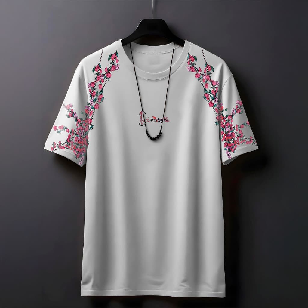 Camiseta Masculina BRISA DE PRIMAVERA Camiseta Flores Street Wear 100% Algodão