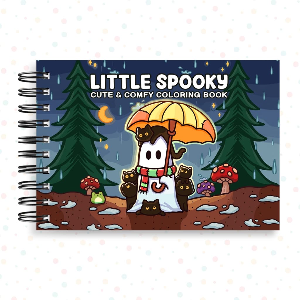Livro de Colorir Little Spooky 40 Folhas 180 Gramatura Capa Dura Caderno Desenho Pintura Fantasma