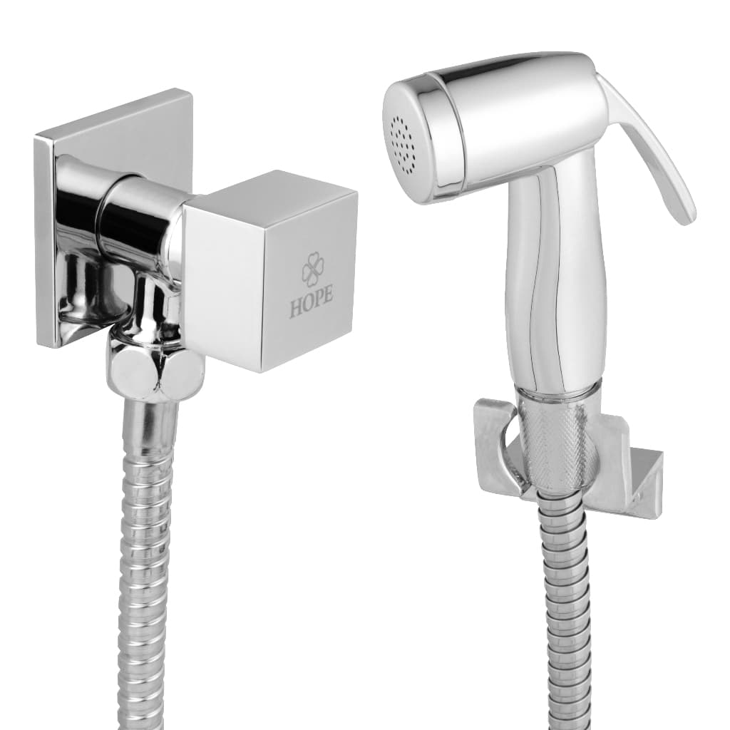 Ducha Higiênica Para Banheiro Quadrada Luxo Metal 1/4 De Volta Slim