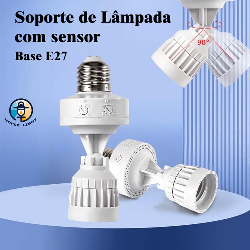 Soquete com Sensor Radar E27 Ajuste de Luz 180º Detecção de até 6m Ideal para Iluminação Inteligente
