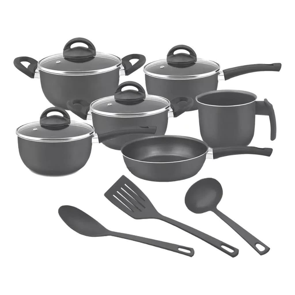 Jogo De Panelas 09 Peças Conjunto de panelas Completos Antiaderente Teflon Cozinha Cor Preto