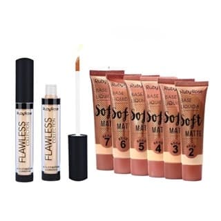 Conjunto Ruby Rose Uma Peça de Base Líquida Soft Matte Bege + Uma Peça de Corretivo Líquido Flawless Collection