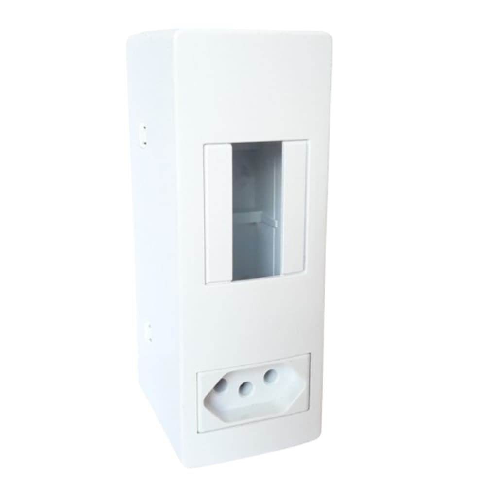 Caixa Disjuntor Bipolar Sobrepor Proteção Slim + Tomada 20A