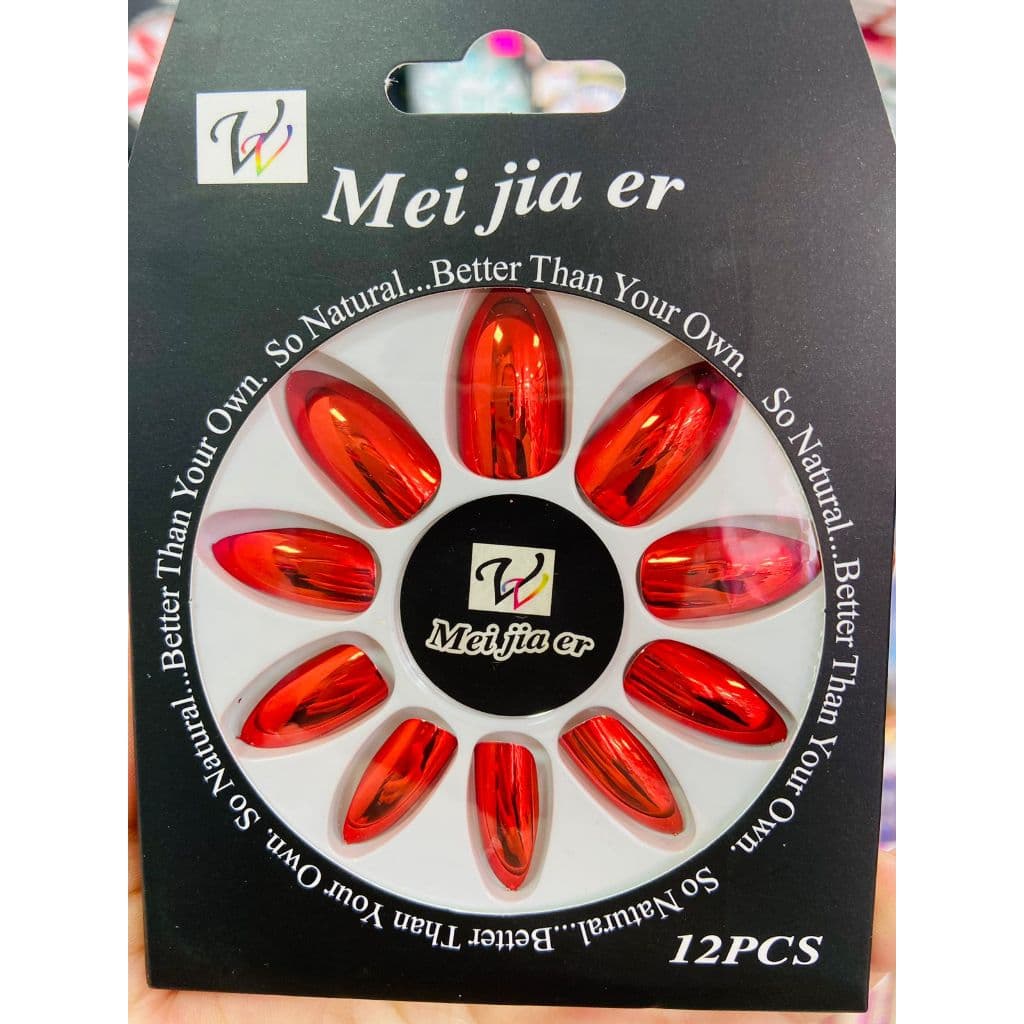 Unha Prontas Decorada Metalizada Amendoada Falsas