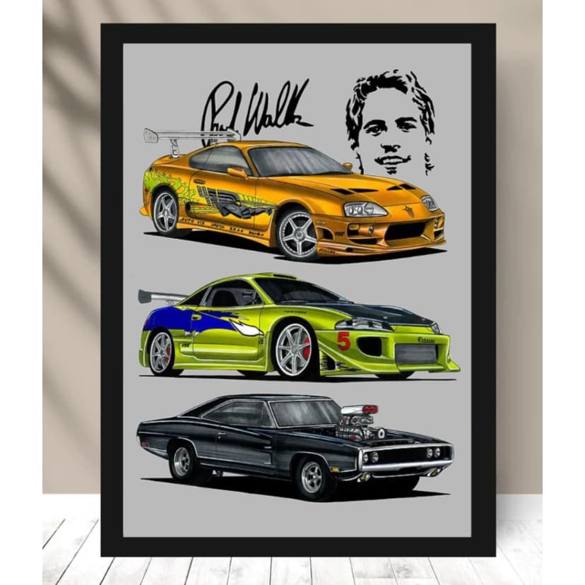 Quadro Decorativo Paul Walker Carros Velozes E Furiosos 1 Peça Grande Sala Quarto Escritório Hall