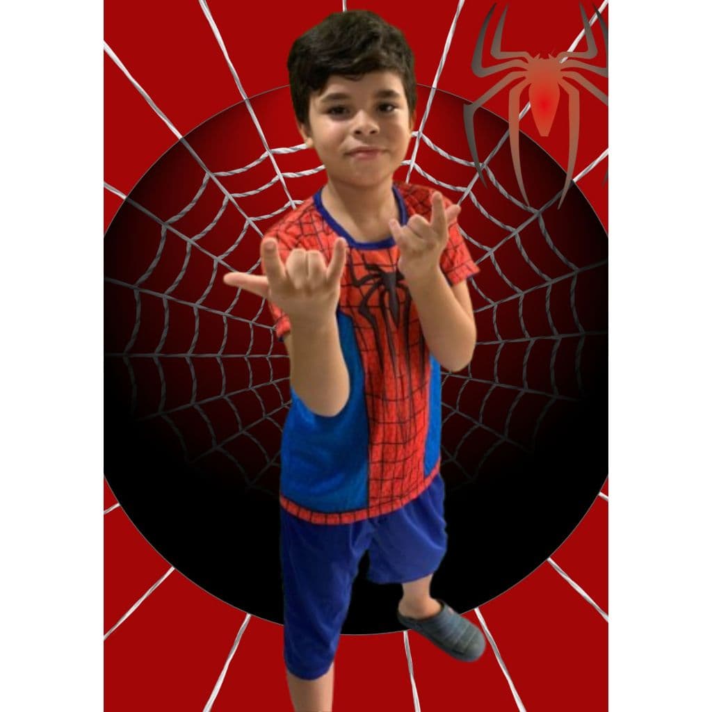 CONJUNTO MASCULINO INFANTIL HERÓI ARANHA CARNAVAL FESTA PARA MENINOS E HOMENS ADULTO