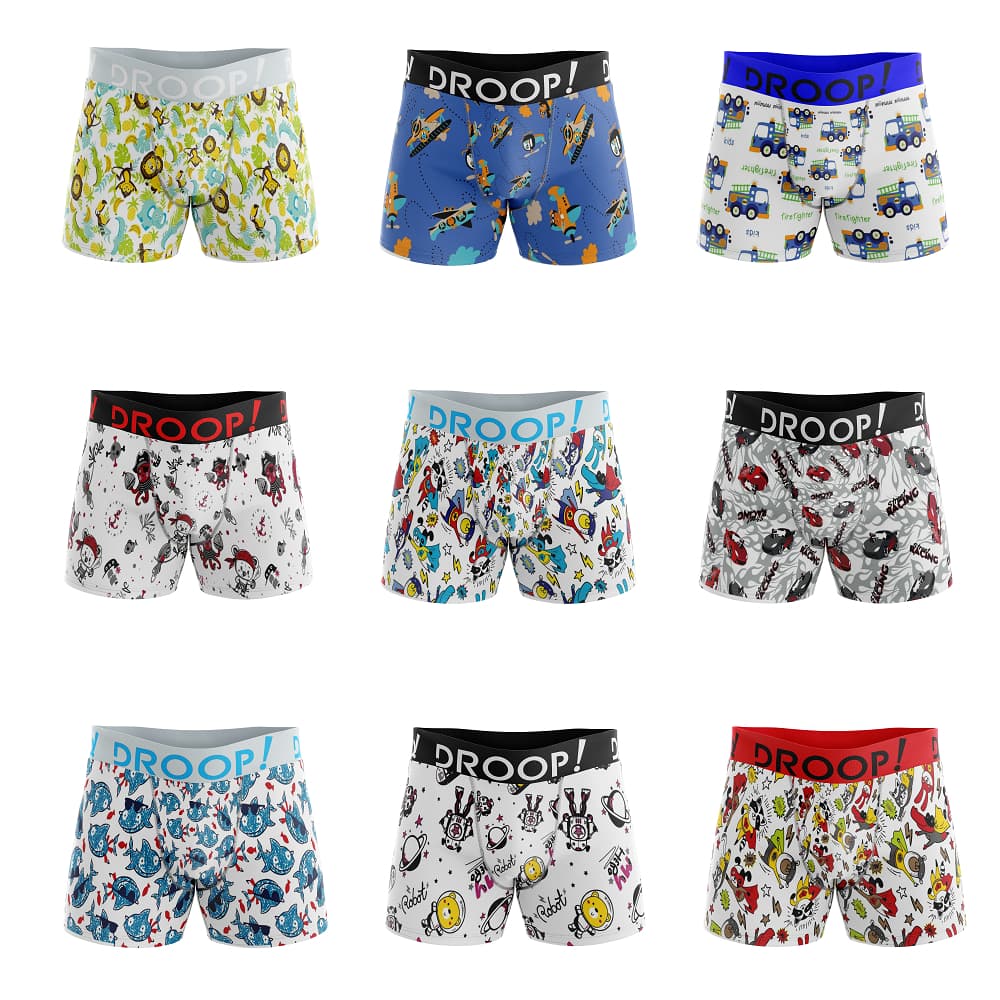 Kit 10 Cuecas Infantil Boxer Droop! - Seu Filho Vai Adorar!