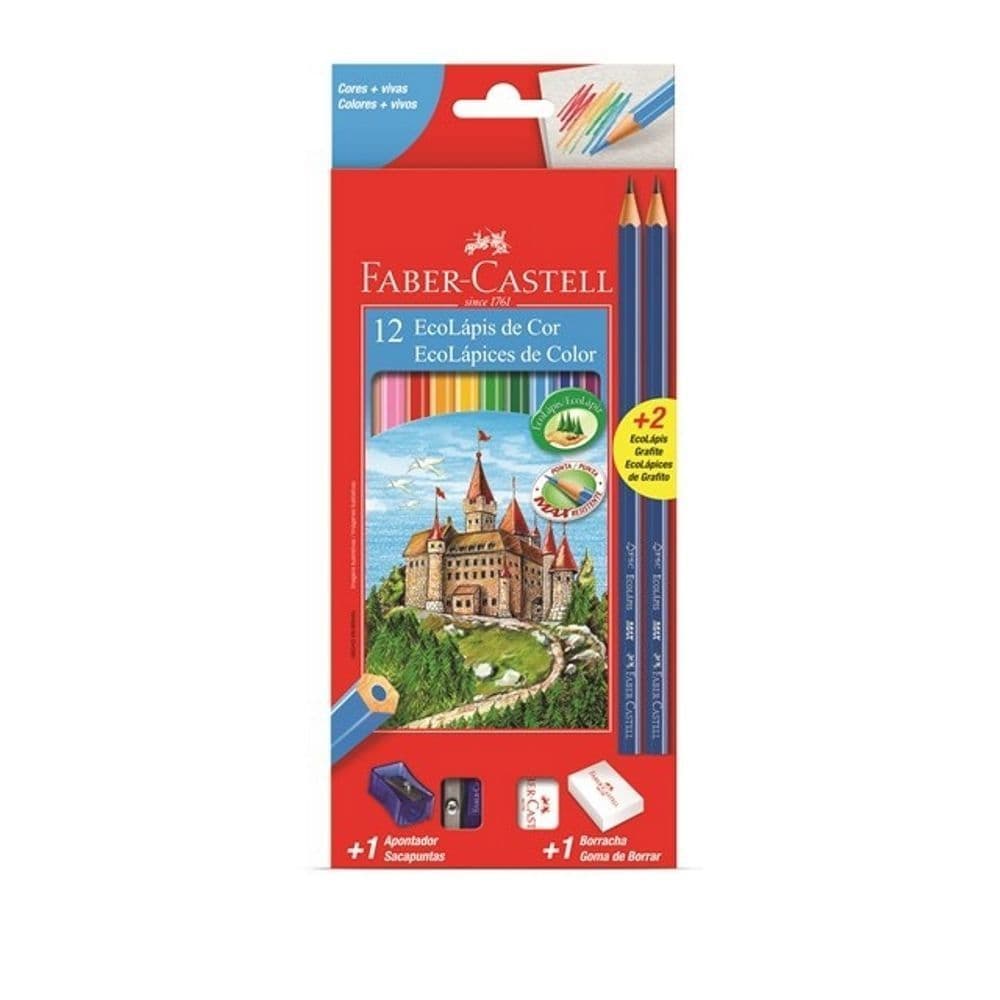Lapis De Cor 12 Cores Faber Lvm Kit 2 Lápis + 1 Apontador + 1 Borracha