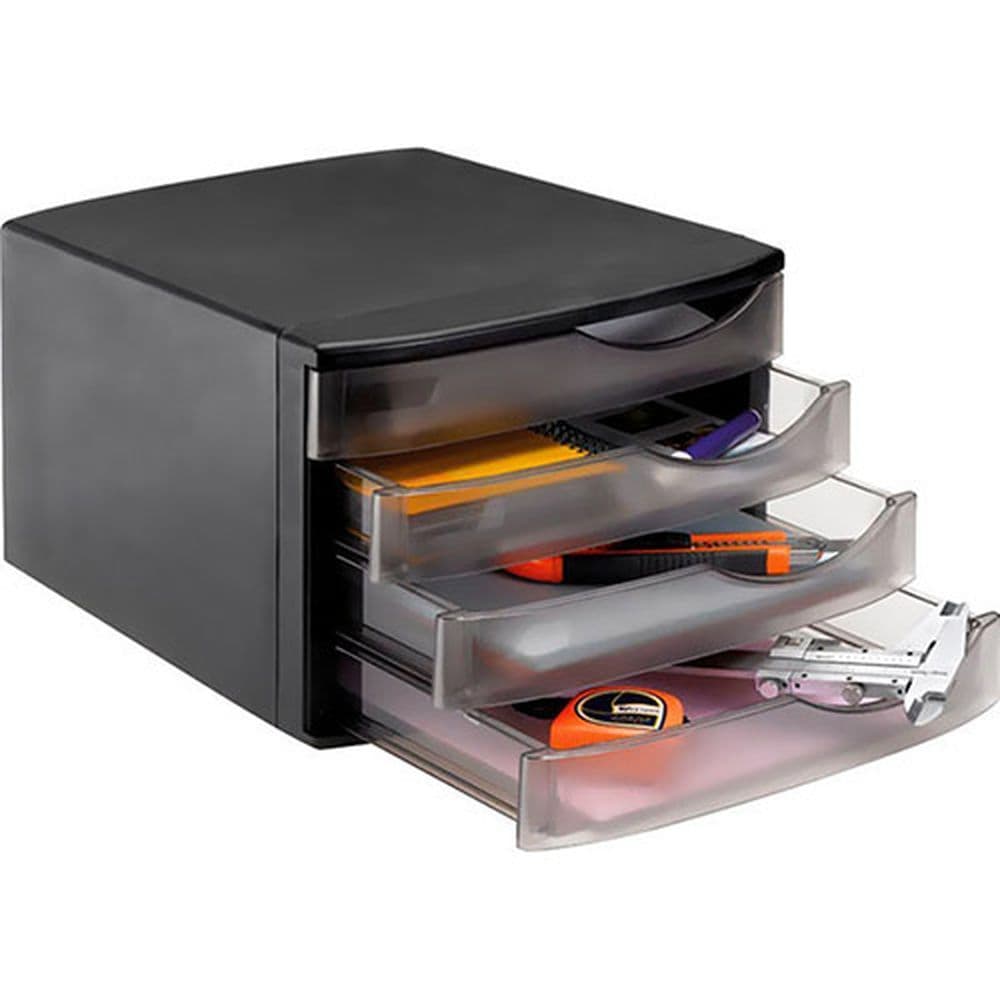 Gaveteiro C/4 Gavetas Preto/Fume Waleu Ref. 10100004