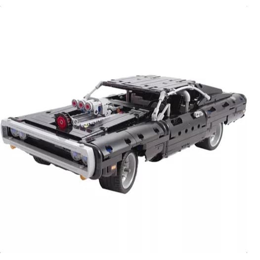 Bloco de Montar Dodge Charger + Suporte de Parede Racing Car Velozes e Furiosos