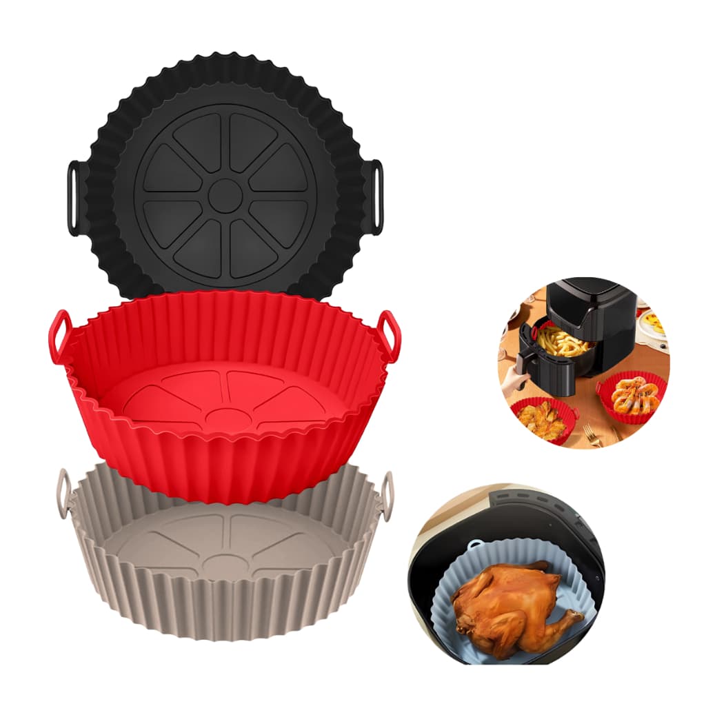 3x Forma Silicone Air Fryer Antiderrapante Reutilizavel