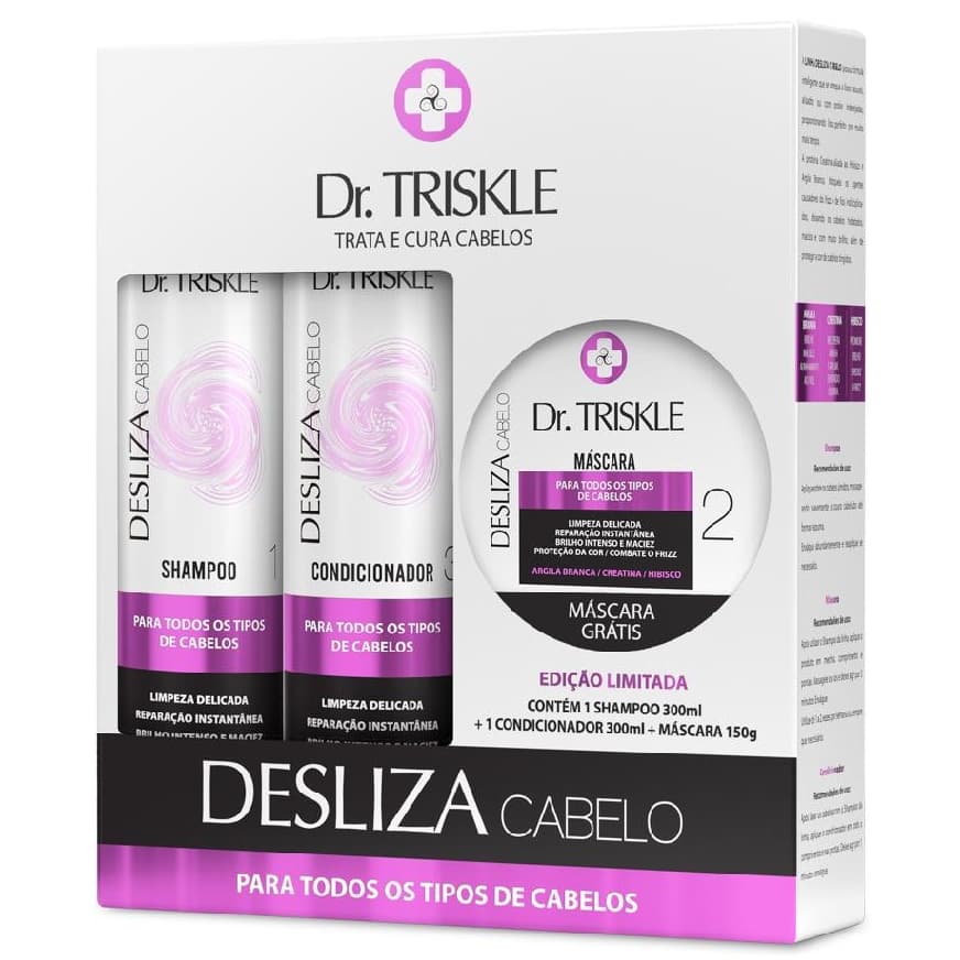 Kit Dr. Triskle Desliza Cabelo Shampoo 300ml Condicionador 300ml Máscara Maciez Antifrizz 150g