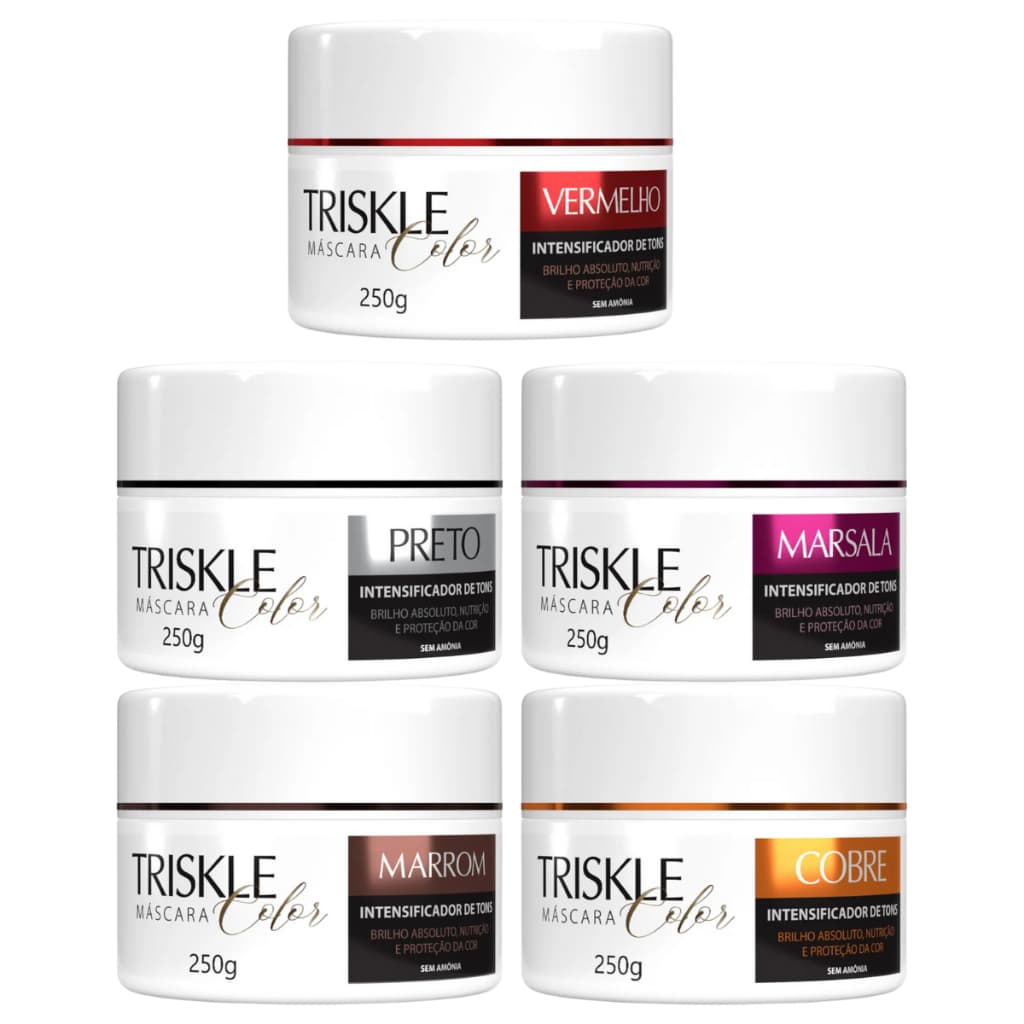 Triskle Máscara Tratamento Repair Colors Intensificador Cor Vermelho Marsala Cobre Preto Marrom 250g
