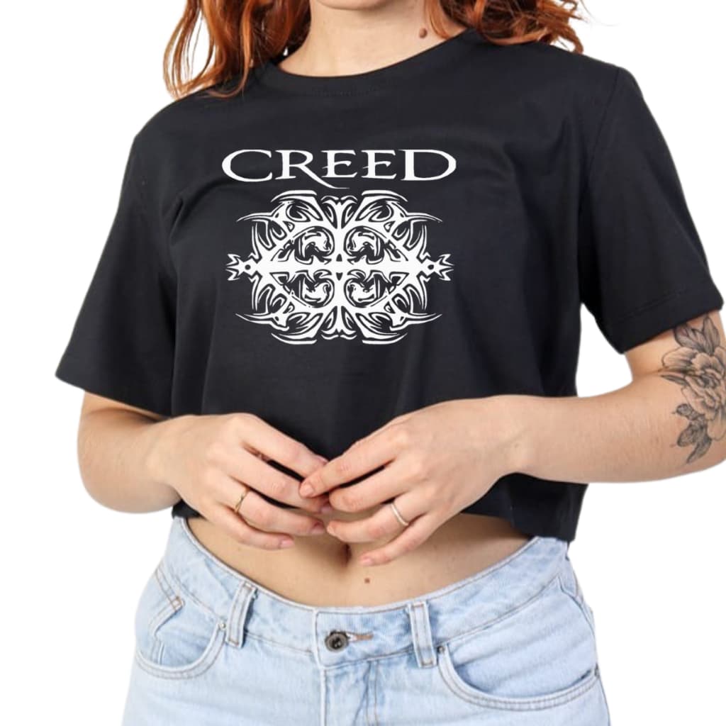Cropped Camiseta T-shirt Estampa Banda Creed post-grunge rock alternativo Algodão Para Fã