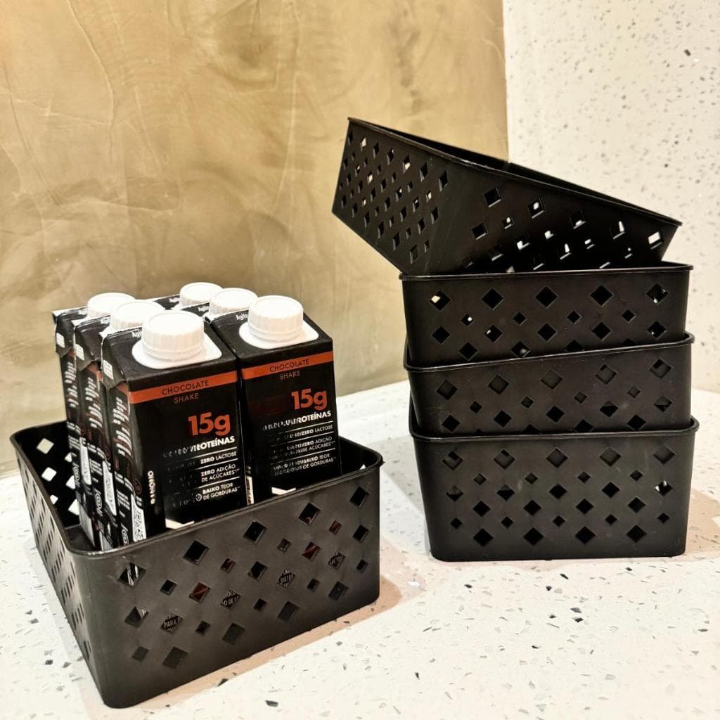 Kit Cesto Organizador Colorido Caixa Organizadora 19x14x6,5 Multiuso