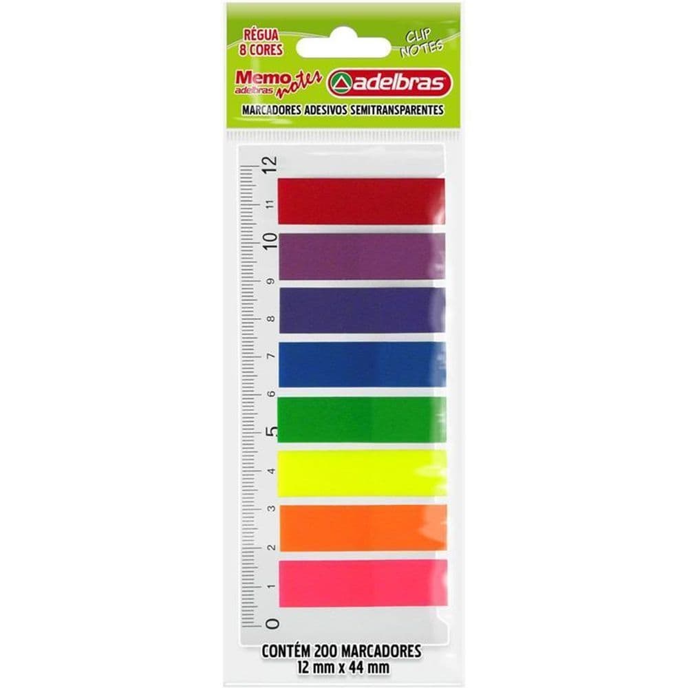 Bloco Marcador Pagina Adesivo Memonotes 8Cores Neon 200Fls