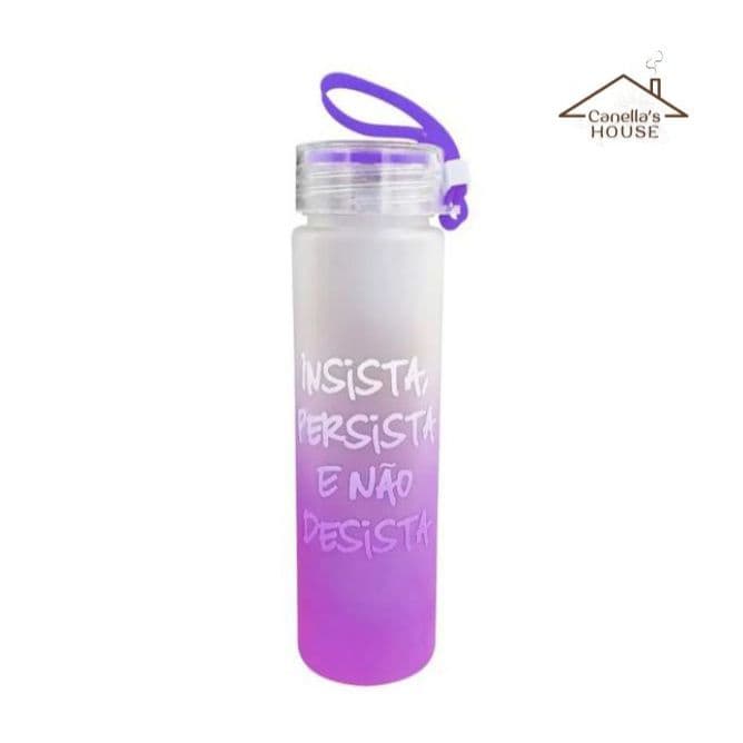 Garrafa de Água Com Alça 500ml Frases Motivacionais Sortidas em Plástico e Silicone Koya Squeeze Roxo Vermelho