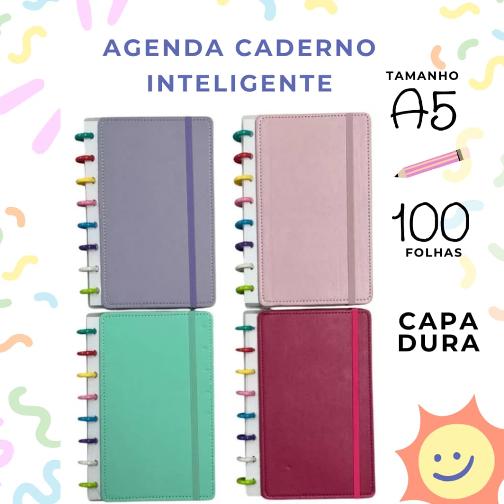 Caderno Tipo Inteligente Capa Dura Agenda De Disco Diário Tamanho A5