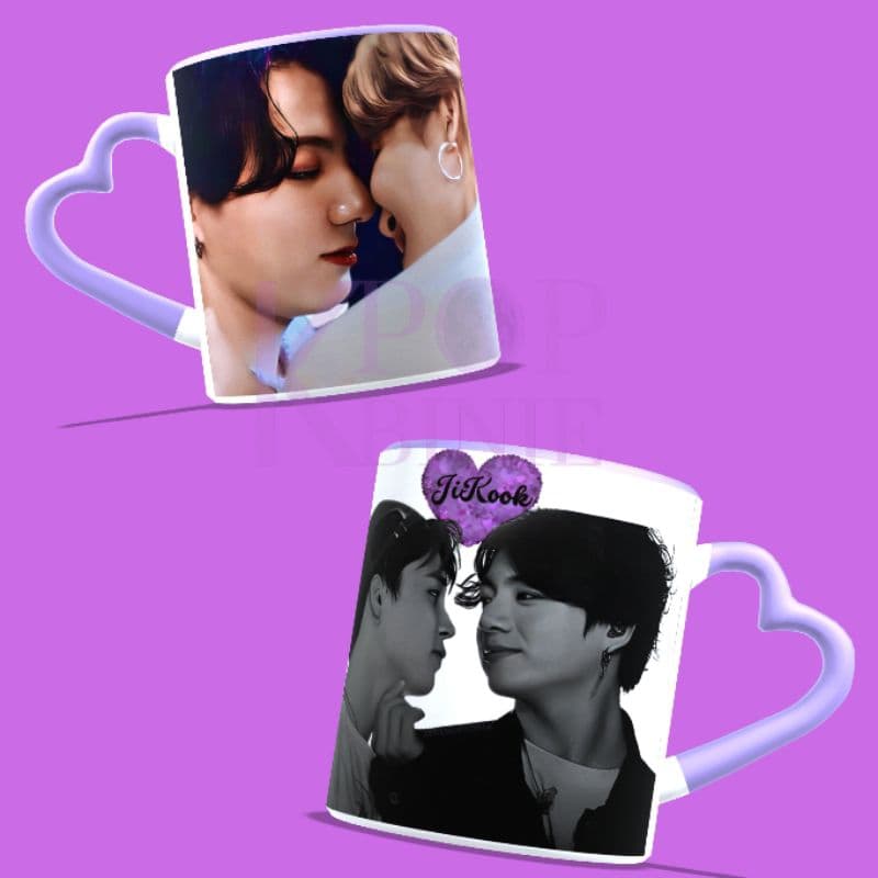 Caneca Jikook minkook BTS Alça e interior lilás - Bangtan boys -kpop