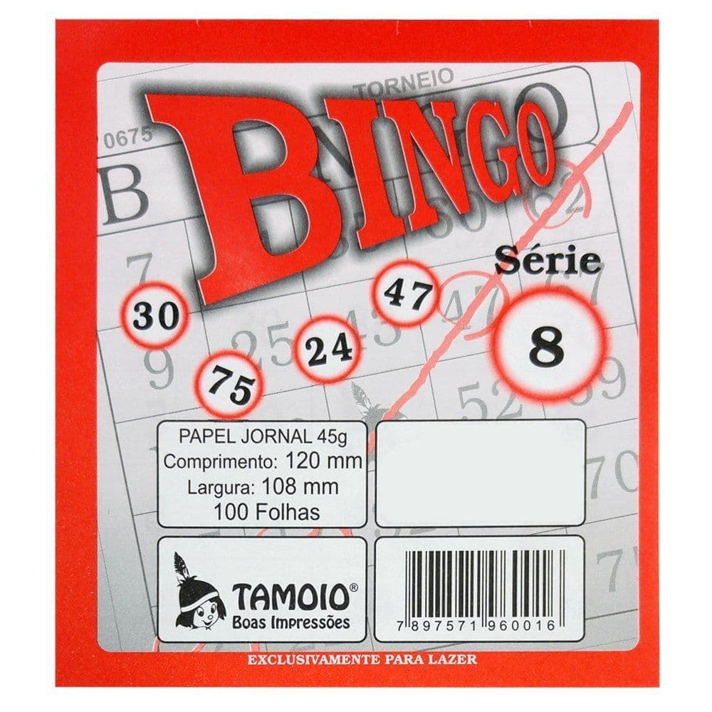 Bloco P/ Bingo Jornal C/100Fls Tamoio Ref. 6001