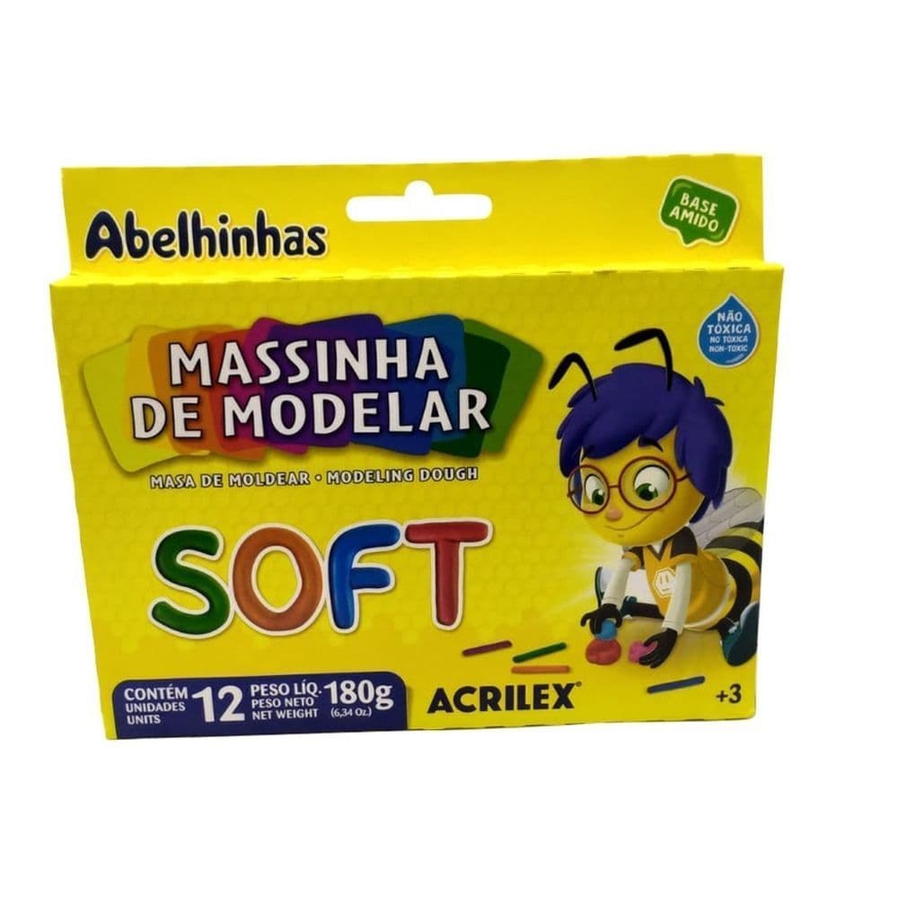 Massinha De Modelar 12 Cores Base Amido Acrilex Soft