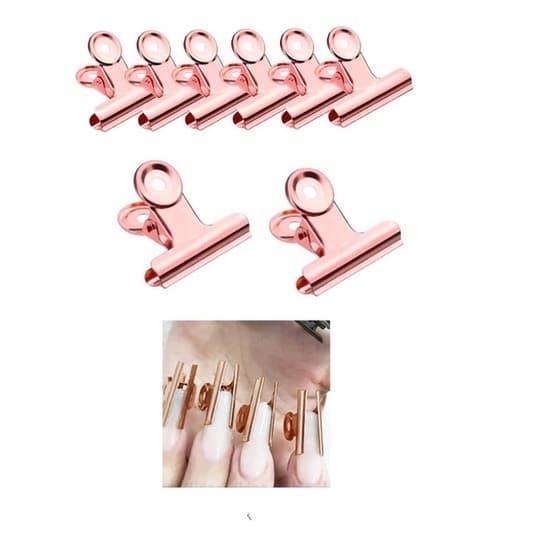 Kit 12 Presilhas Grampo METAL para Unhas Curvatura C Tamanho PEQUENO ROSÉ GOLD