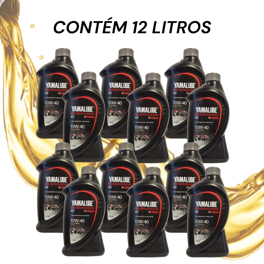 12 Litros de Óleo Moto Yamalube 4t 10W-40 Semissintético Original Yamaha CAIXA FECHADA COM 12 LITROS