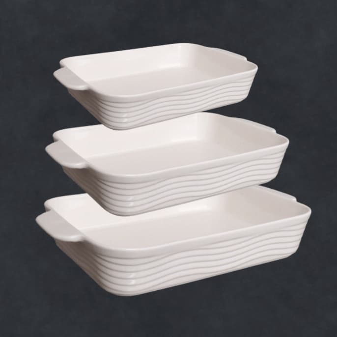 Travessa Assadeira Refratárias Alça Porcelana Branca