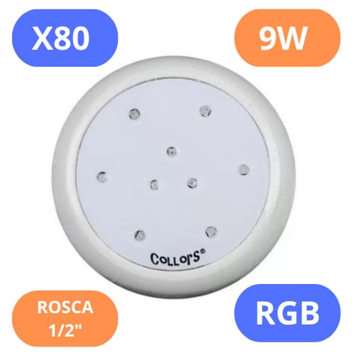 LED REFLETOR X80 SMD 9W RGB ROSCA 1/2 (COLLORS)