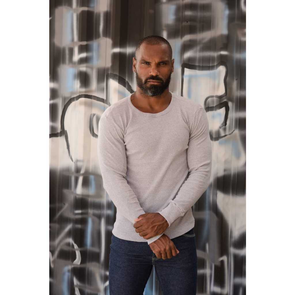 Camiseta Manga Longa Gola Redonda Masculino Canelado