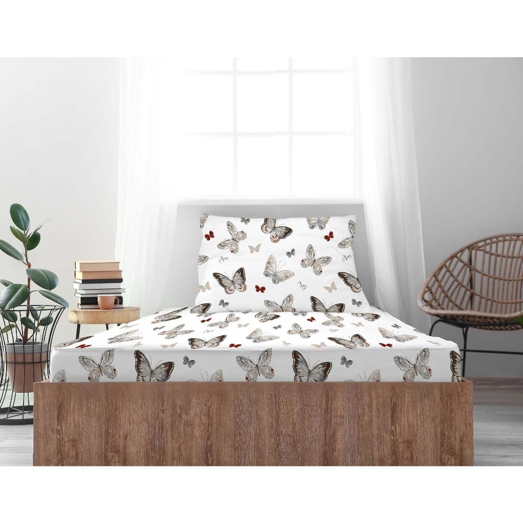 Jogo de cama lençol solteiro 2 peças com elástico 100% algodão 200 fios estampado