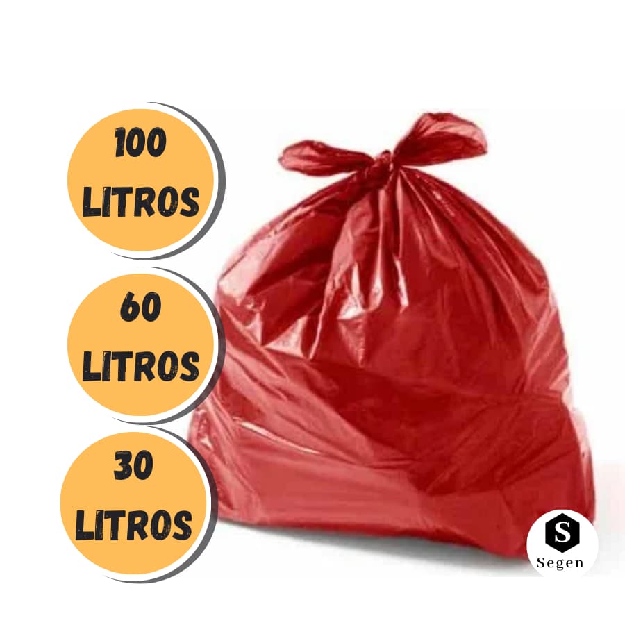 Saco De Lixo Vermelho 30 / 50 / 100 Litros c/100 Unidades
