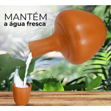 Kit Moringa De Barro + Copo Água Fresca Garrafa Ceramica 2,5L Com Copo Tampa 250ML ENVIO RAPIDO