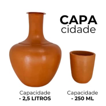 Kit Moringa De Barro Água Fresca Garrafa Ceramica 2,5L Com Copo Tampa 250ML ENVIO RAPIDO