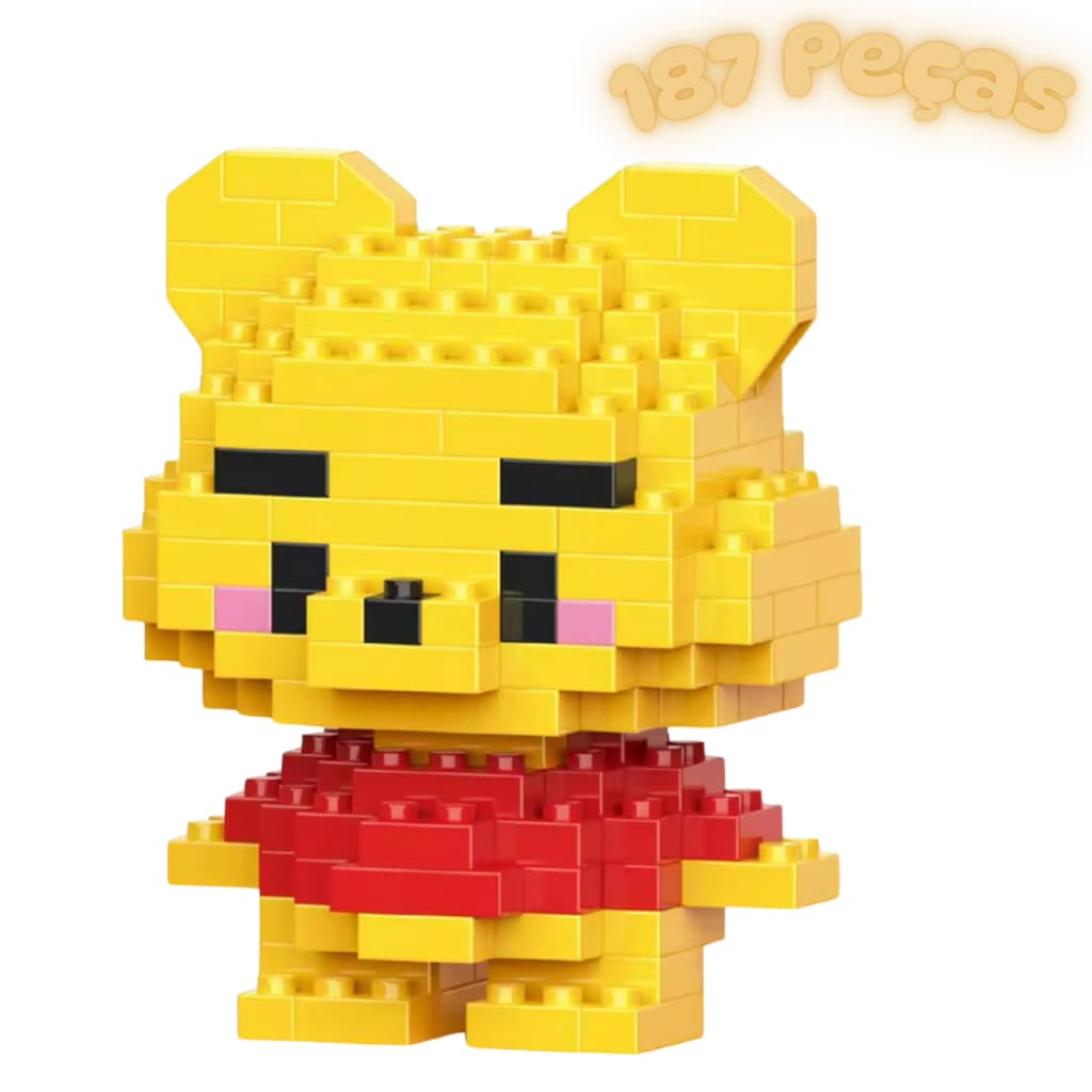 Desenho Animado Figura Construindo Bloco De Tijolos Montagem De Brinquedos Coleção (Ursinho Pooh)
