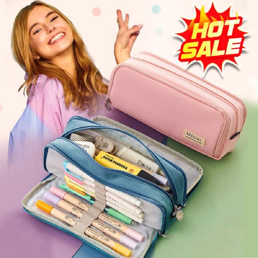 Estojo Box/Estojo Escolar/Estojo de lápis/Estojo com divisórias/Grande capacidade Com 3 Níveis E Zíper 40 canetas